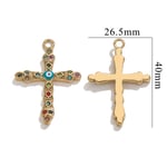 Gold color / 1 Piece Classic Retro Style Cross Shape Stainless Steel  Gold Color Women's Pendant 